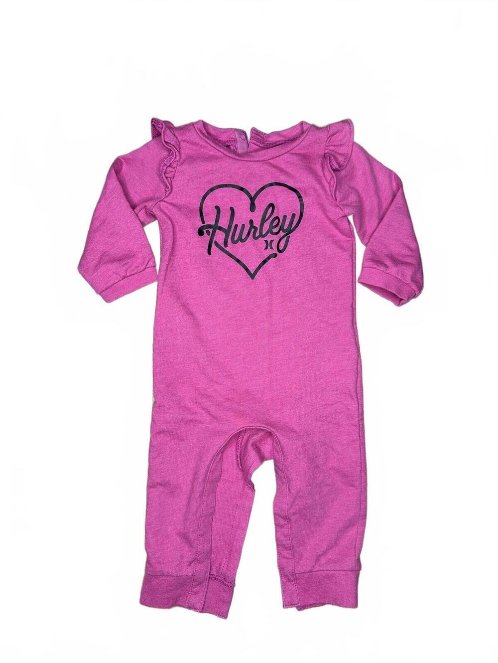 Hurley Baby Girls Pink Ruffle Romper Onesie 12M